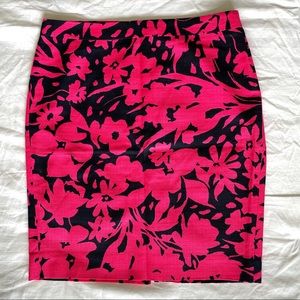 Hot Pink Floral Pencil Skirt